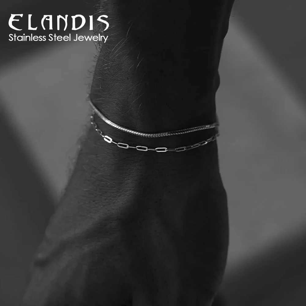 ELANDIS 2MM Stainless Steel Paperclip Chain Gold-plated Mens Bracelet Simple Accessories Christmas Party Gifts Direct MarketingC250411
