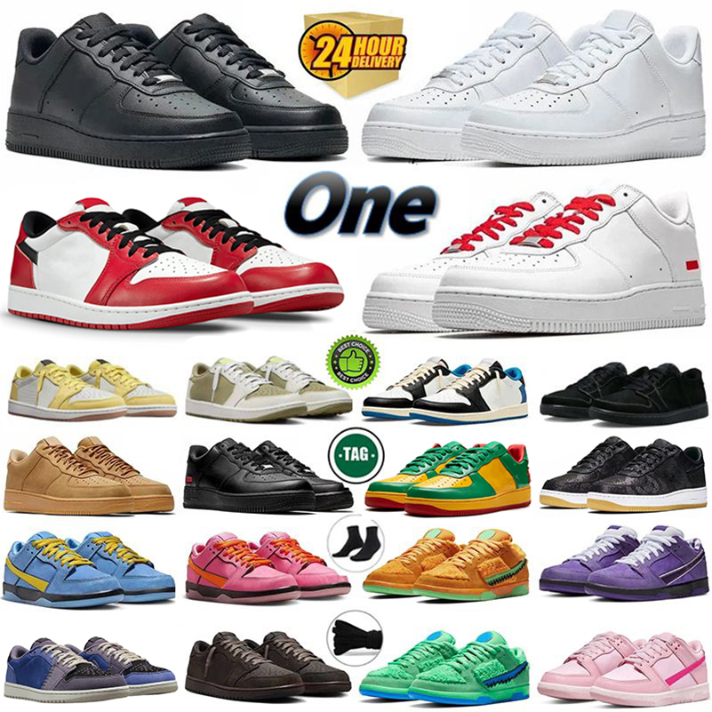 One for 1 mens casual shoes OG Classic Triple white black low wheat Utility Pale Ivory just Spruce Aura shadow sail men women platform trainers sports sneaker