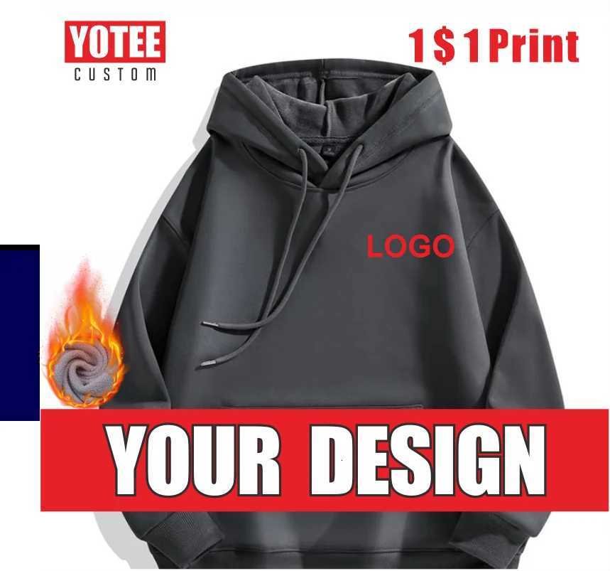 POD customization YOTEE Customized Thick Hoodie Custom Printed Embroidery Casual Hoodie Winter Personalized Street Long Sleeve SweatshirtT251112