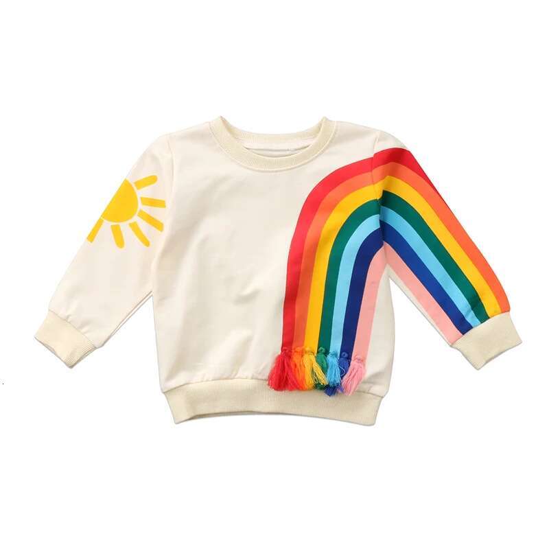 Ddmyshoesvip New Fashion Baby Girls Kids Rainbow Sunshine T Shirt Clothes Blouse Sweatshirt Cardigan