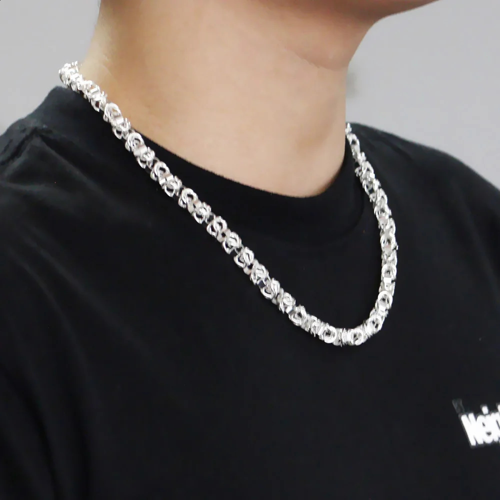 Real 925 sterling silver box chain necklace fashionable mens necklace retro atmosphere modern appearance punk skeleton chain jewelry 250409