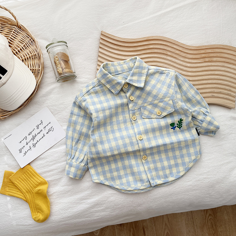 Ddmyshoesvip Korean Long Sleeved And Autumn Wear Fresh Baby Plaid Shirt Jacket For Boys Outdoor Spring Wear