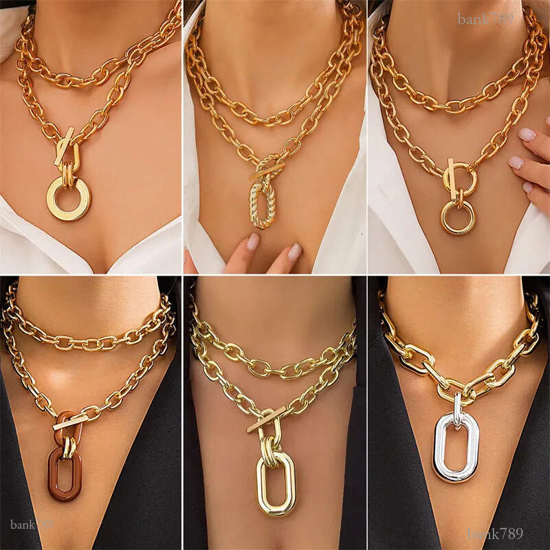 Punk Multi Layer Cuban Link Chain Choker Necklace for Women Girls Lightweight CCB Chunky Chain Link Necklace Statement Hip Hop Jewellery