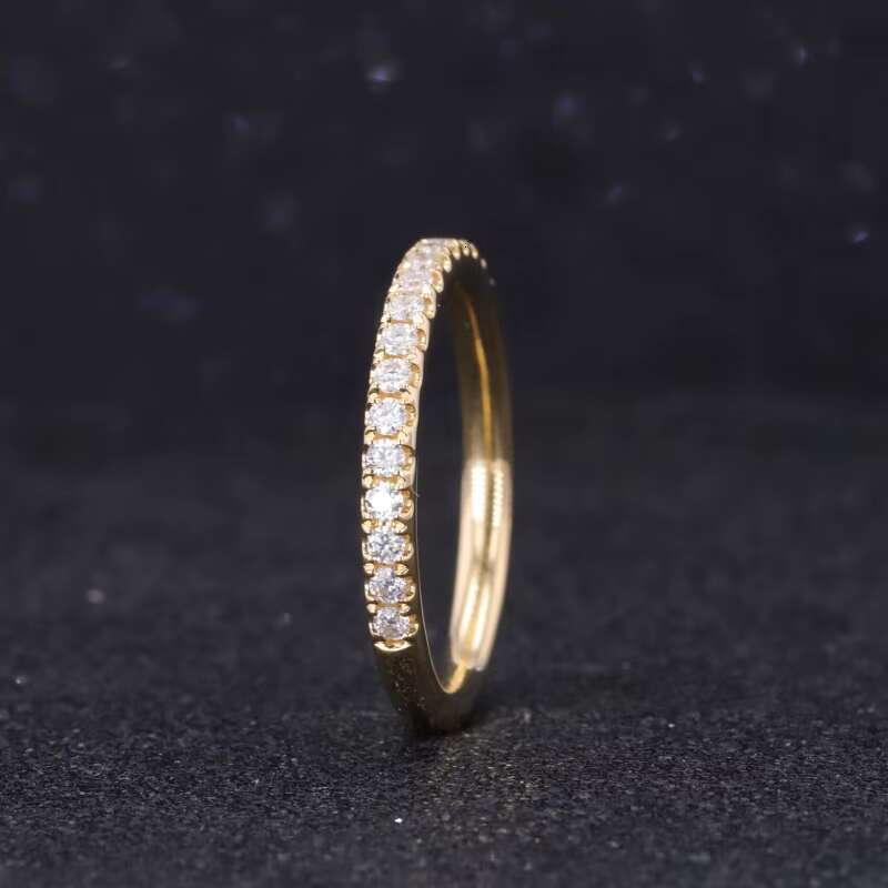 STARSGEM Mossanite Jewelry 14k Solid Gold Eternity Band Engagement Wedding Rings Set