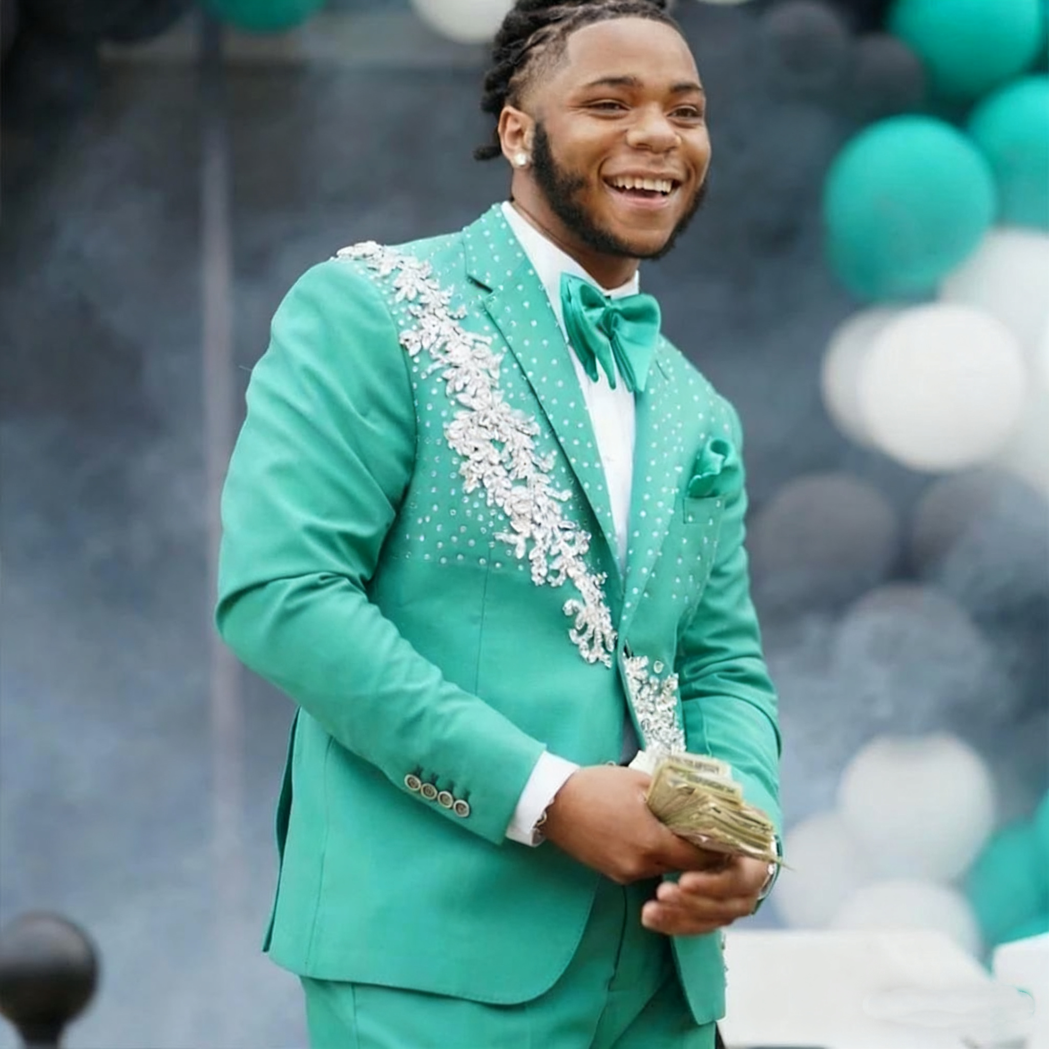 Vintage Men's Jacket Crystal Beading Blazer Two Pieces Set Notched Lapel Two Button Groom Coat Evening Prom Party Customized Jacket Pants Plus Si