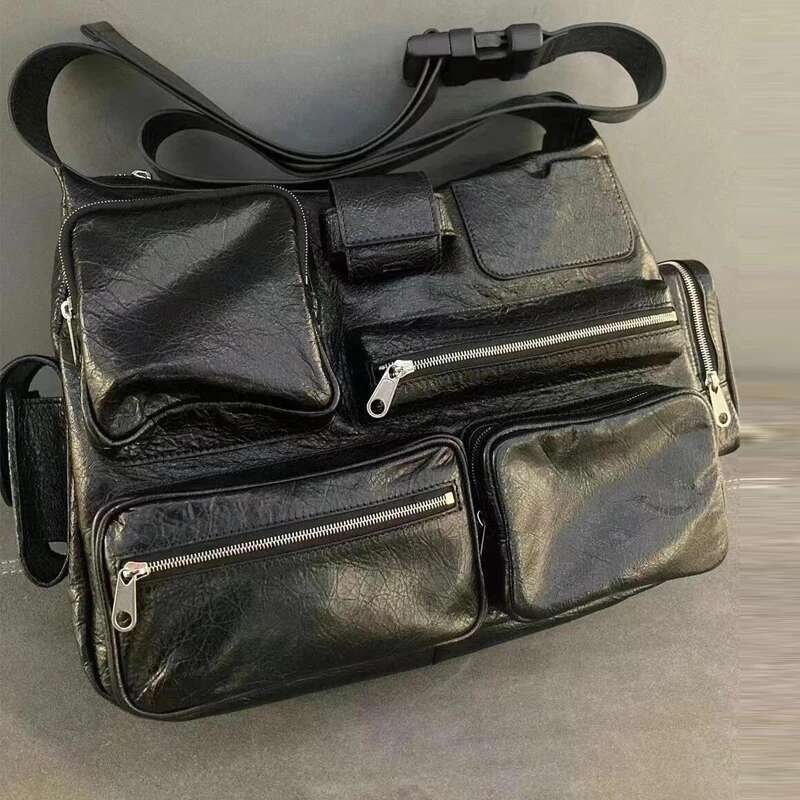Designer Bag Moto & Biker Square Bags For Women Designer Handbag Purse 2024 New In PU Multiple Pockets Zipper Black Shoulder Crossbody