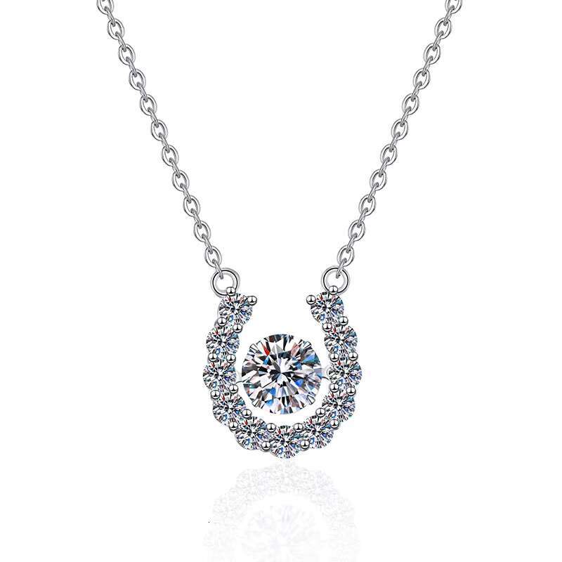 PYQ 1ct S925 U-Shaped Moissanite Necklace Classic Style Sterling Silver Jewelry for Wedding Engagement