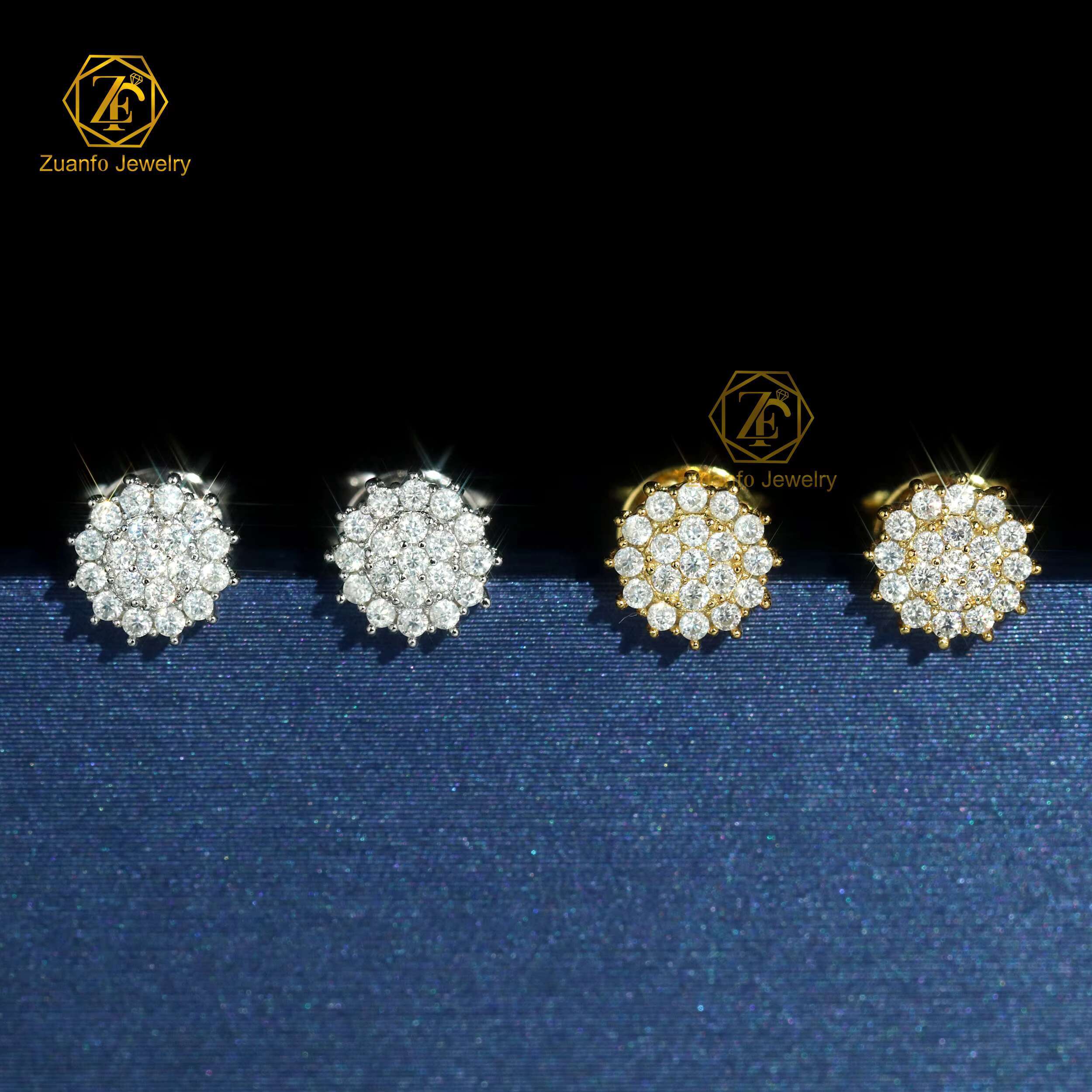 Hot Selling Sunflower Earrings 14K Gold Plated 925 Sterling Silver 6mm Round Moissanite Stud Earrings
