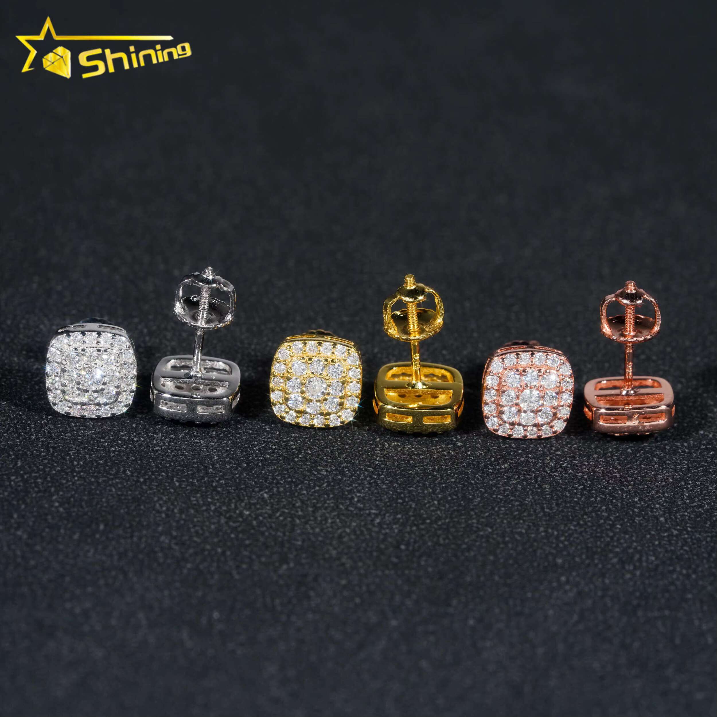 Ready to Ship Pass Diamond Tester Iced Out Hip Hop Jewelry Popular 925 Sterling Silver Men Earring VVS Moissanite Stud Earrings