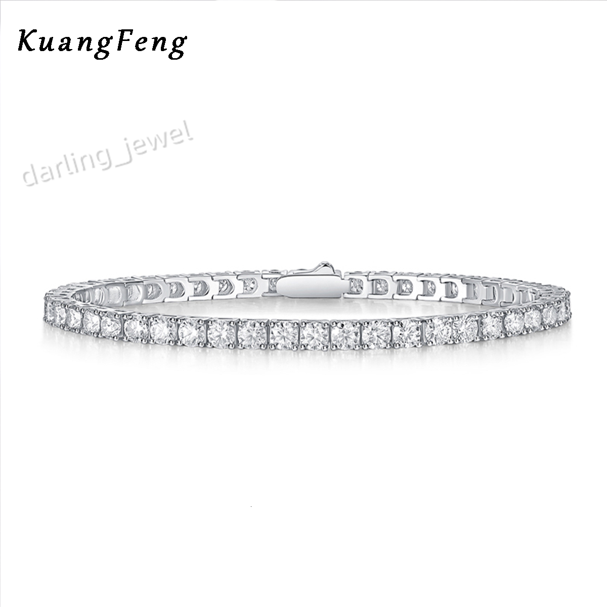 12462 Fine Fashion 925 Sterling Silver and 18K Gold Plated Moissanite Tennis Bracelet for Men Women Hiphop Rock Style