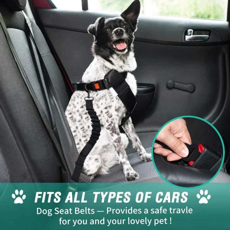 Car dog safety buckle pet thick nylon traction elastic rope retractable car seat belt manufacturer Y250412