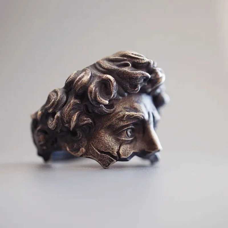 Vintage Creative Venus 3D Mask Ring for Men Art Silver Relief Adjustable Open Mask Ring for Women Gift JewelryXJ250412