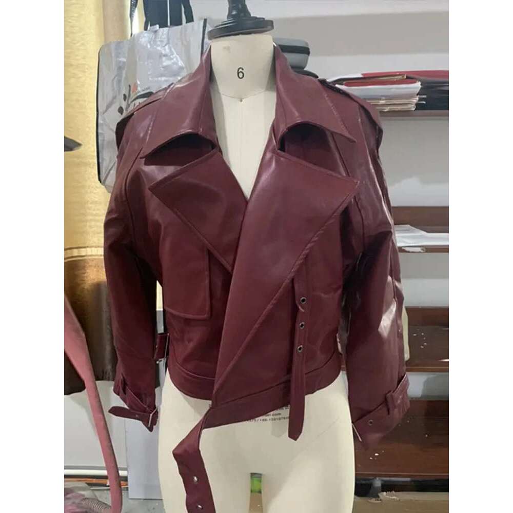 Fashion PU Leather Jacket For Women Casual Turn-Down Collar Pocket Motorcycle Female Coat Chic New Long Sleeve Ladies Outerwear
