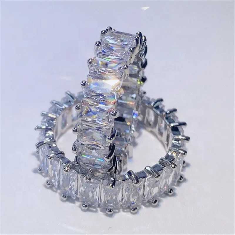 Ekopdee Luxury Band Zircon Ring Womens Eternal Promise CZ Crystal Finger Ring Engagement Wedding Jewelry Hot Selling GiftXJ250412