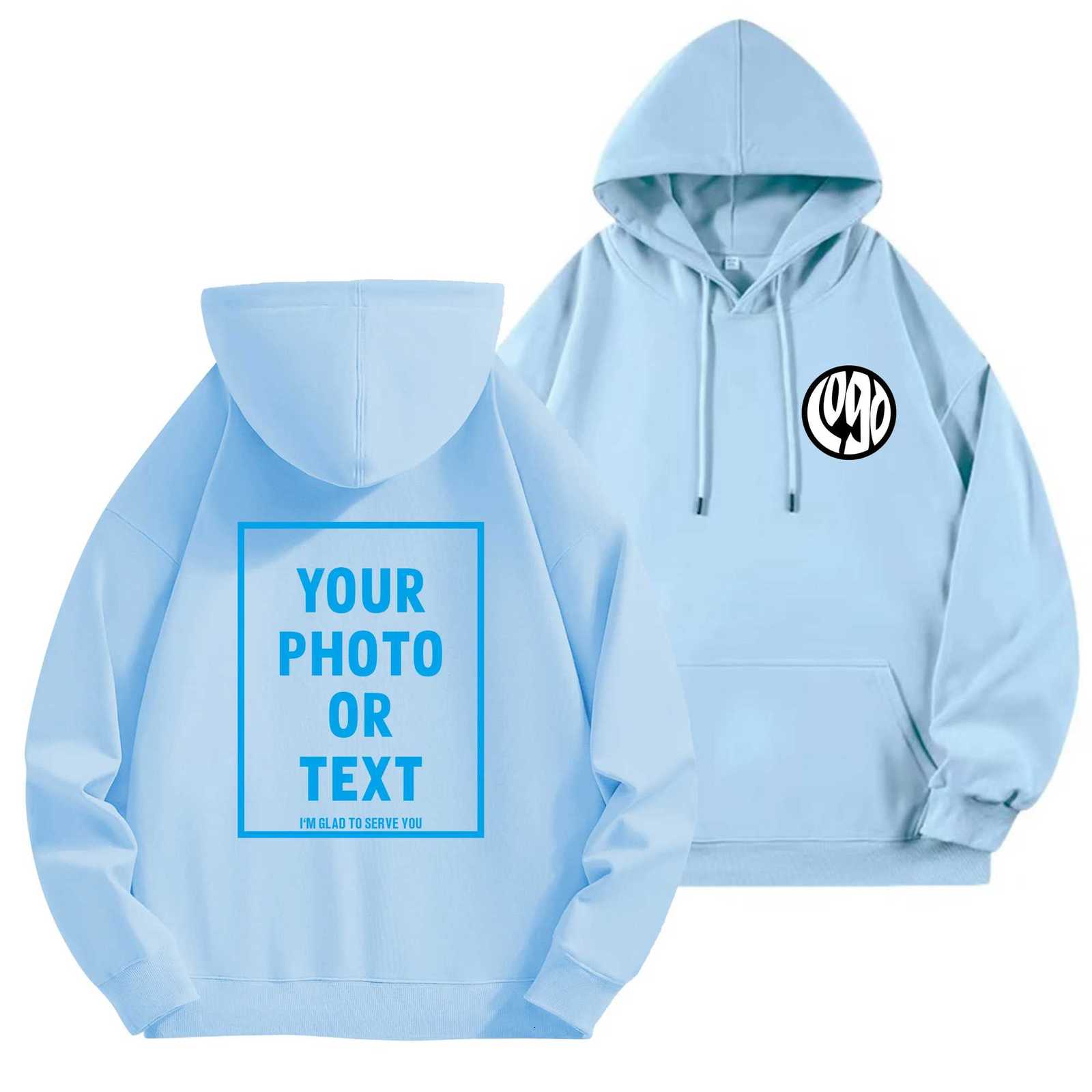 POD customization DIY customization of your brand 320GSM heavyweight new autumn and winter casual pure cotton quality mens top solid color hT251112