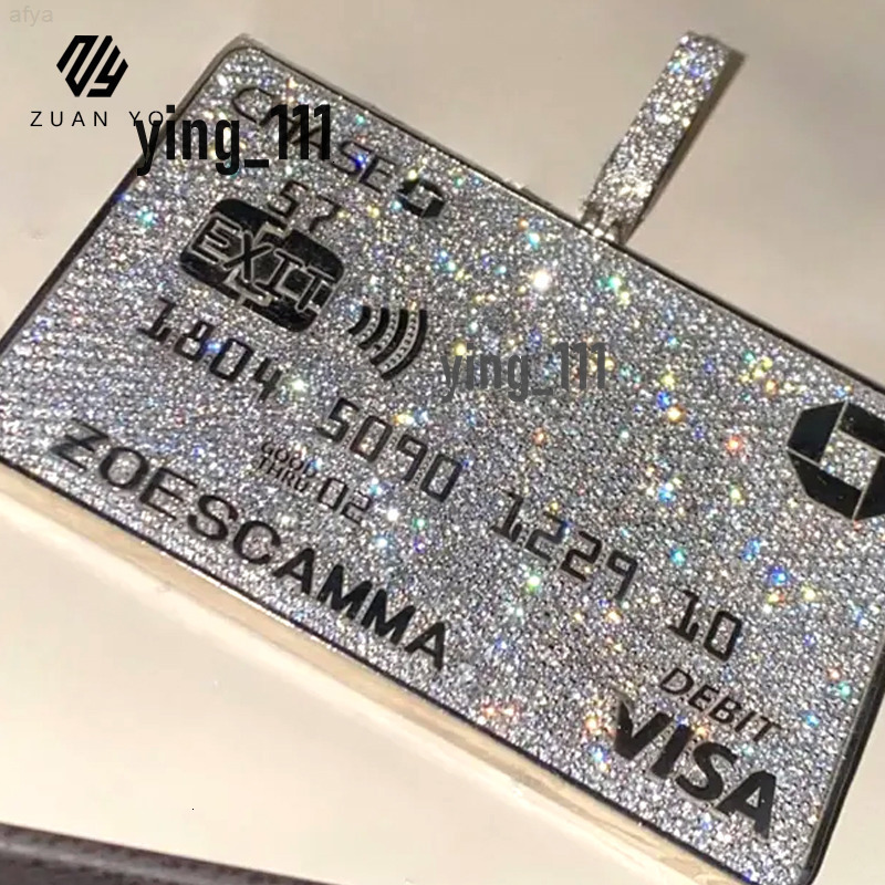 Credit Card Pendant Silver 10k 14k 18k Custom Def Vvs Moissanite Personalized Name Chain for Men Women Iced Out Pendants
