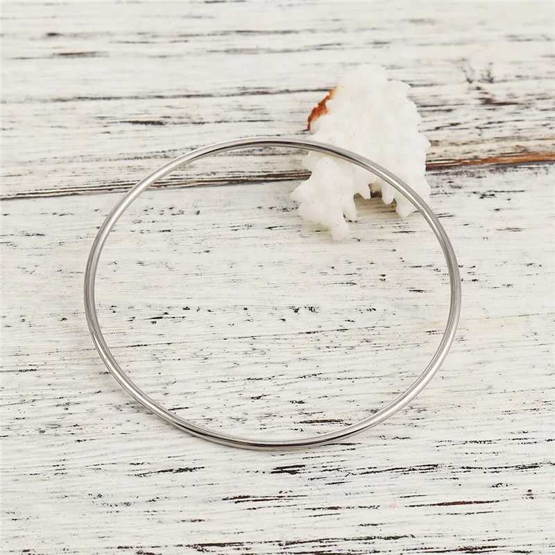Fashion Stainless Steel Bangles Bracelets Silver Color Simple Round Circle Bracelet For Women Party Casual Vintage Jewelry1 PCC250411