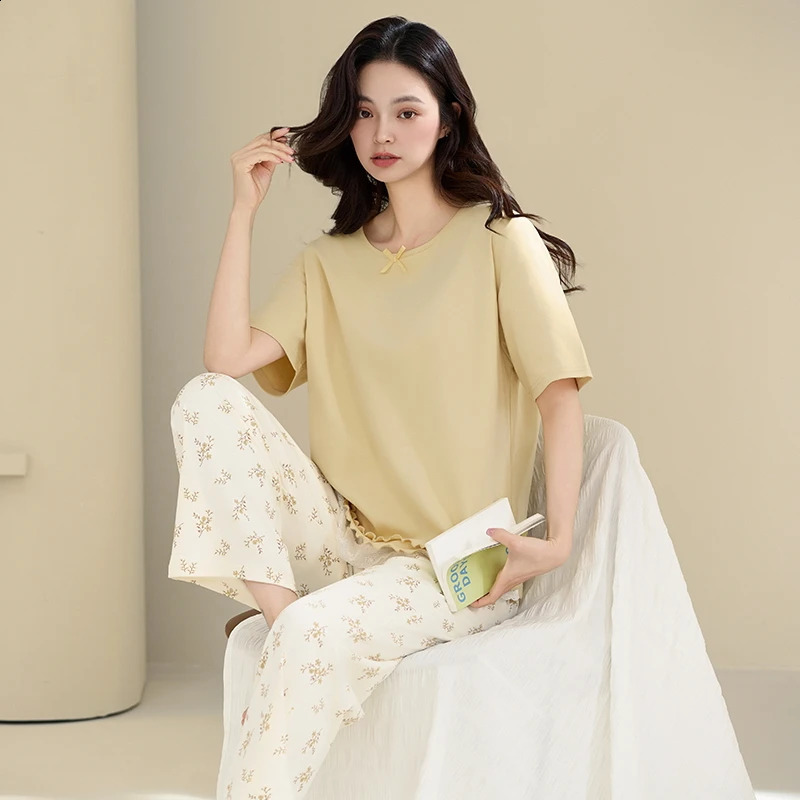 Pajamas for Women 100% Cotton Sleepwear Summer Spring Shorts Pyjamas Fashion Home Clothing HQ Anti-bacterial Pijamas Women 250411
