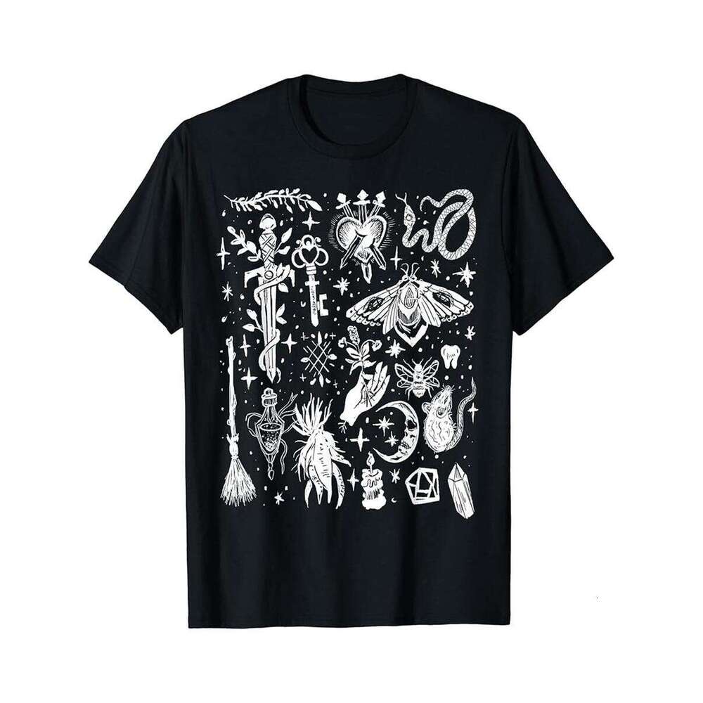 Designer T shirt Garden Witch Incantation Goth Pagan Dark Art Crystals ,100% cotton, short sleeve , Wrinkle resistant, Casual, comfortable fit - 220 g