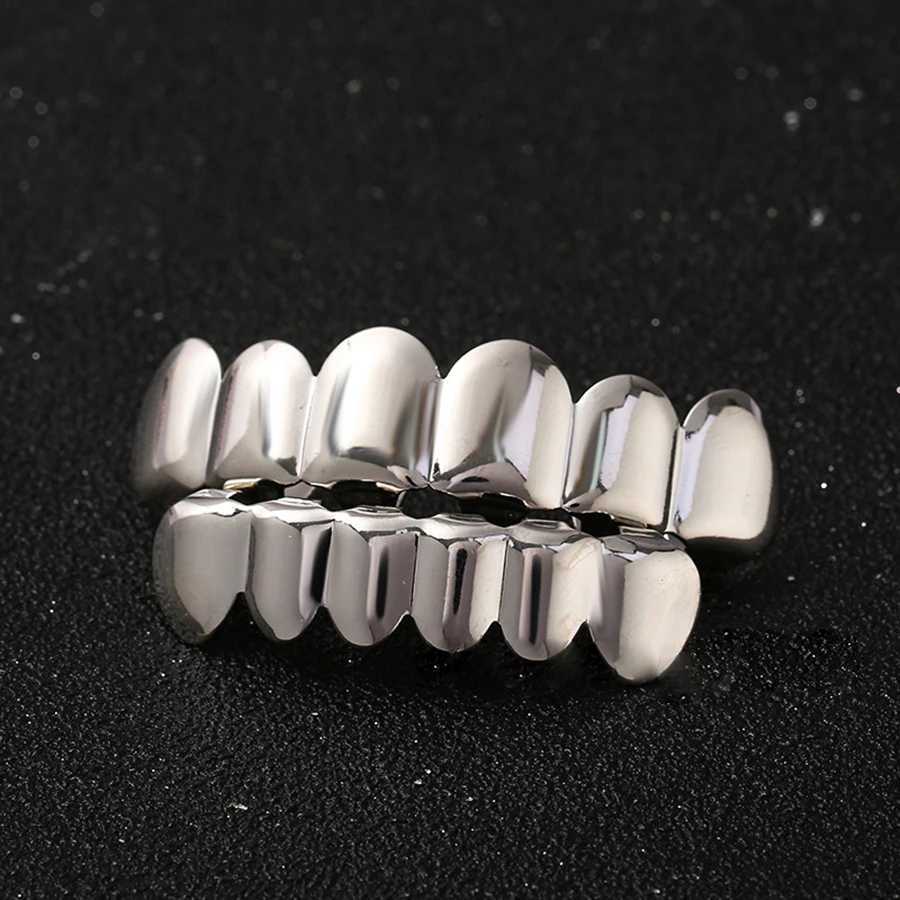Classic Fashion 6/6 Teeth Grill Hip Hop 14K Gold Plated Hat Decorative Bracket Mens Jewelry Dental Grill W250412