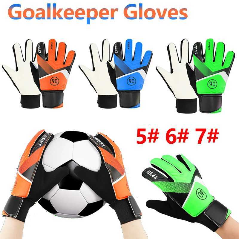 1Pair Football Goalie Gloves Hand Guard for Kids Latex Football Goal Keeper Mitts Anti-collision Non-slip Lightweight SportingW251112