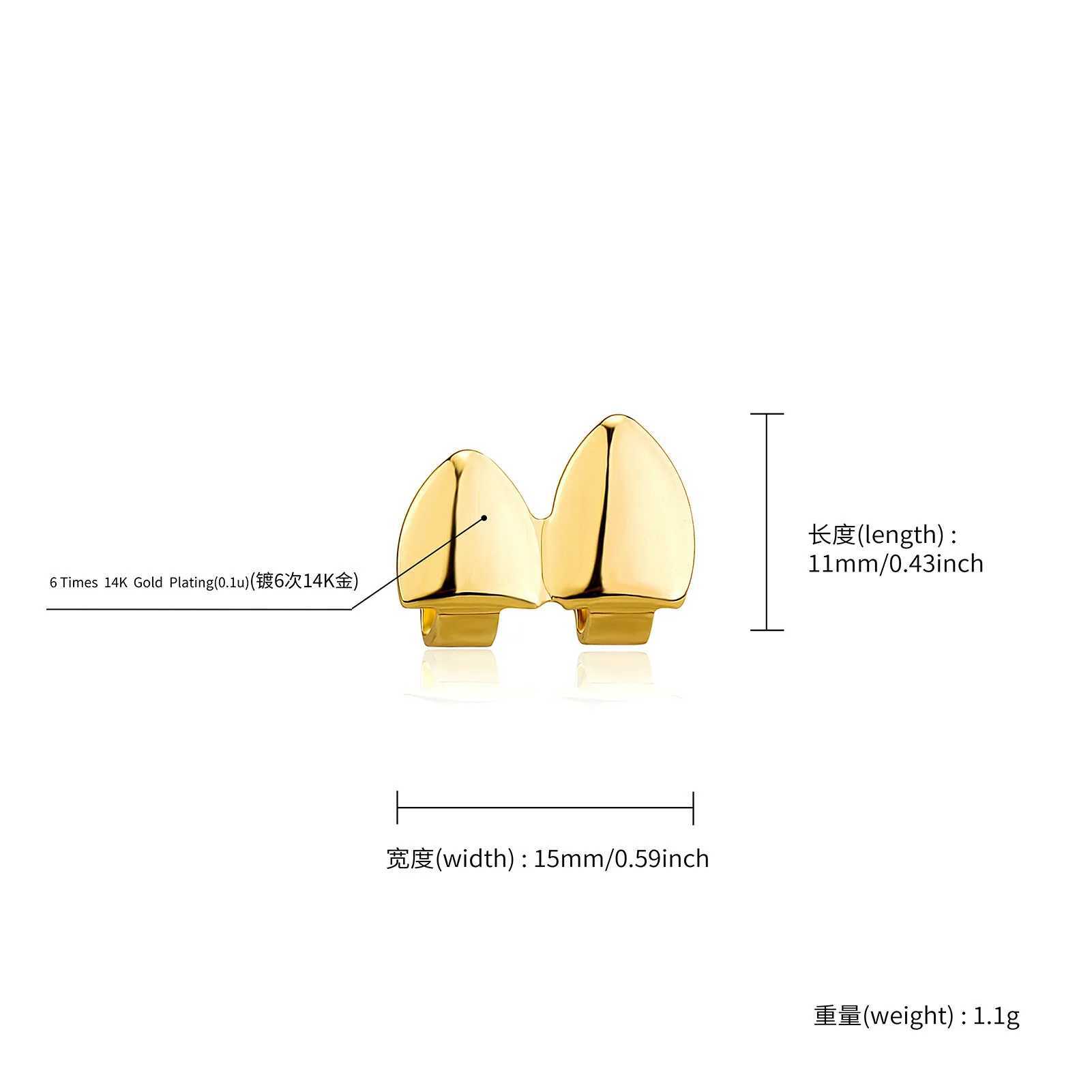 Rachelz Hip Hop Double Gloss Teeth Grillz Gold Silver Hat Fangs Dental Grill for Womens Jewelry Role Playing W250412