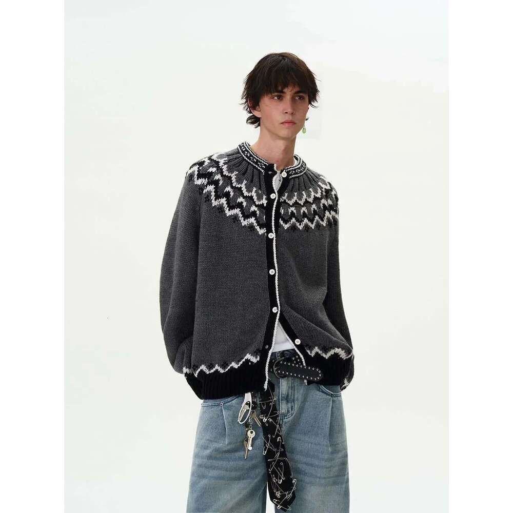Cardigan Sweater Men Korean Y2k Hombre Man Clothes Zipper Sweaters Veet Contrast Knit Coats Casual Jackets