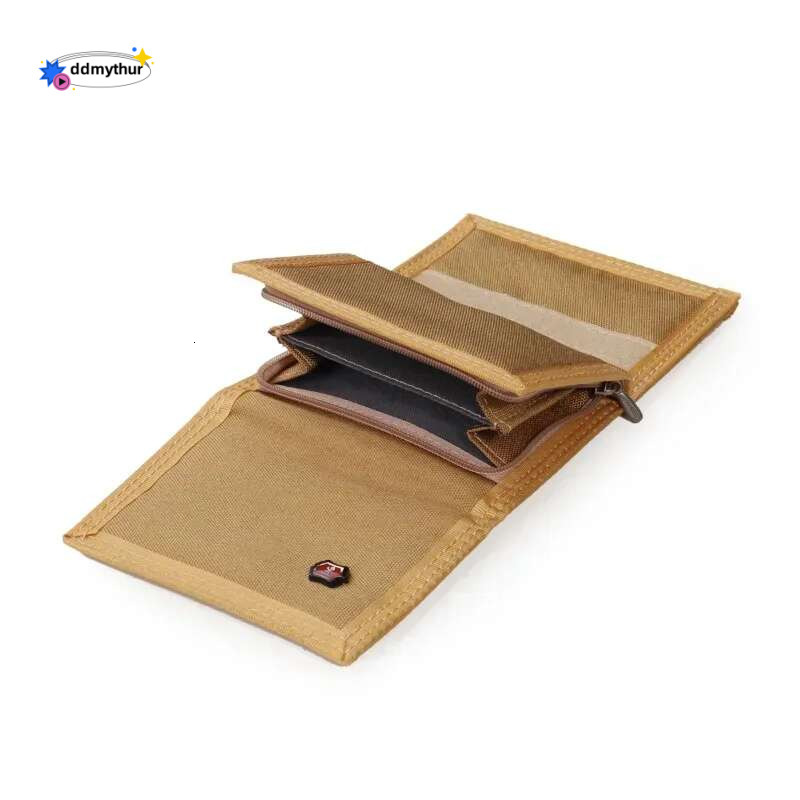 Men'S 5 Colors Korean Tri-Fold Coin Purse Canvas Wallet Solid Color Fashion Slim Multifunctional Classic Portable Card Holder ddmythur