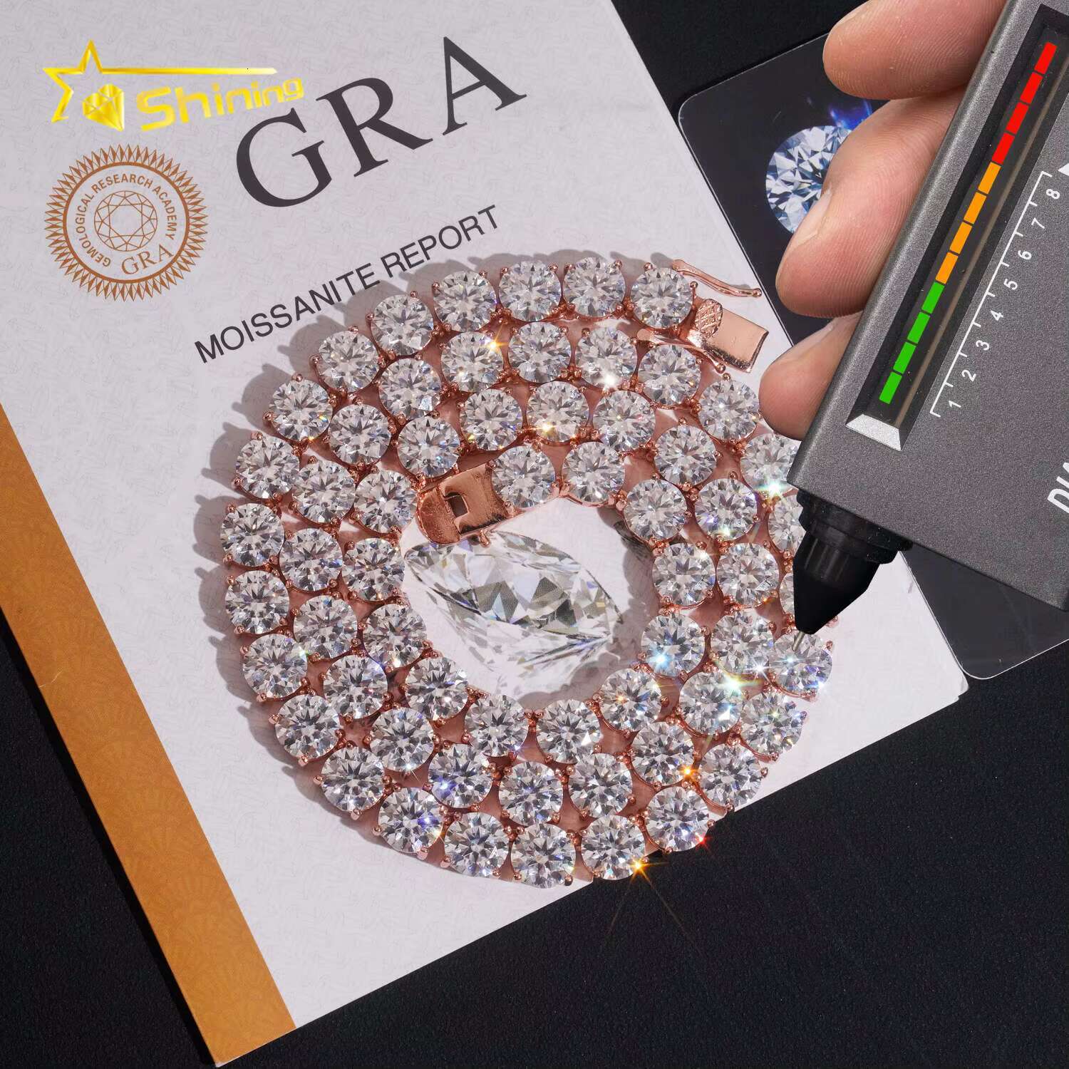 Pass Diamond Tester Large Stock Hip Hop Jewelry 2.0mm-6.5mm VVS Moissanite Diamond 925 Silver Iced Out Tennis Chain Necklaces