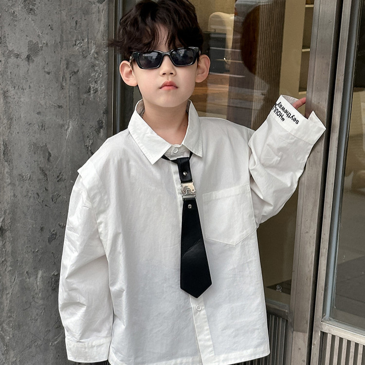 Ddmyshoesvip Boys College Style Shirt New Children S Korean Version Handsome Loose Top Versatile Spring Outfit For Middle Aged And Young Children