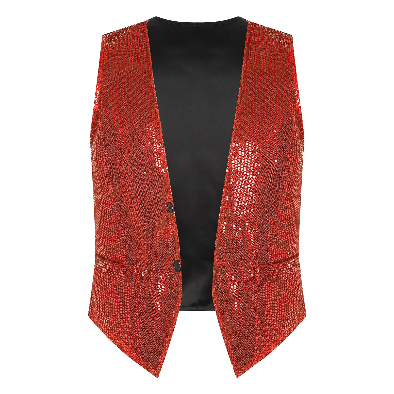 Mens Sparkling Sequins Vests Fashion Mans Sleeveless Waistcoat for Jazz Hip-hop Rave Dance Party Clubwear Performance Costume 250407