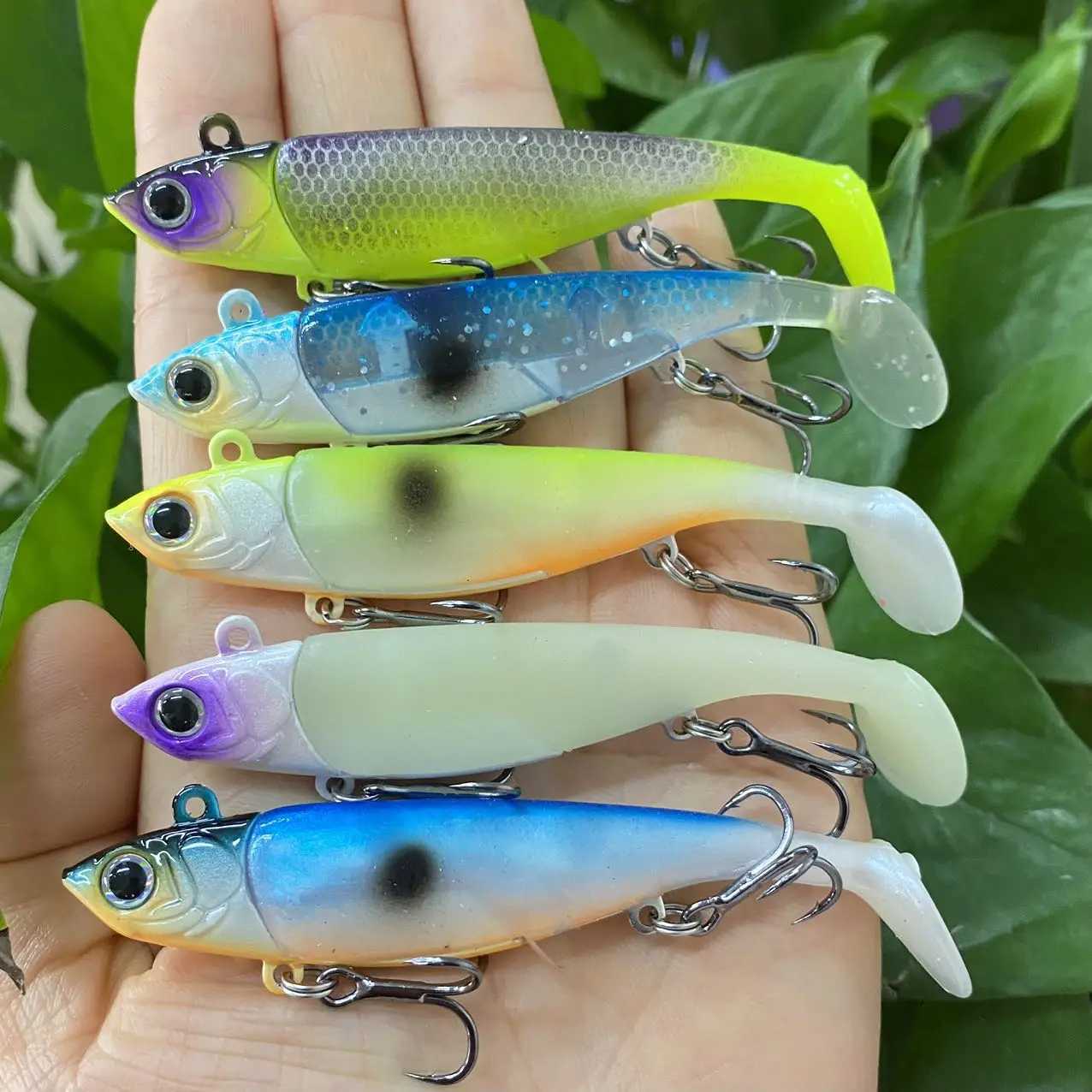 Artificial soft bait with jig head 22g 38g Jigging soft lure rubber pesca fishing bass lures swim bait with T tail Jigging Lure Z250411