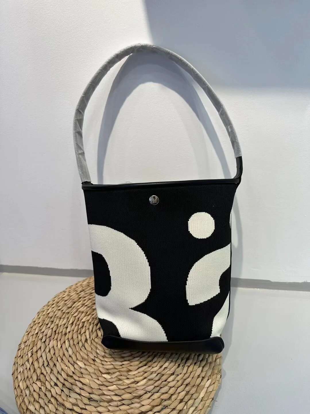New Fashion Ladies Basket Large Capacity Tote For Female Women's Retro Blue Contrast Color Shoulder Bag