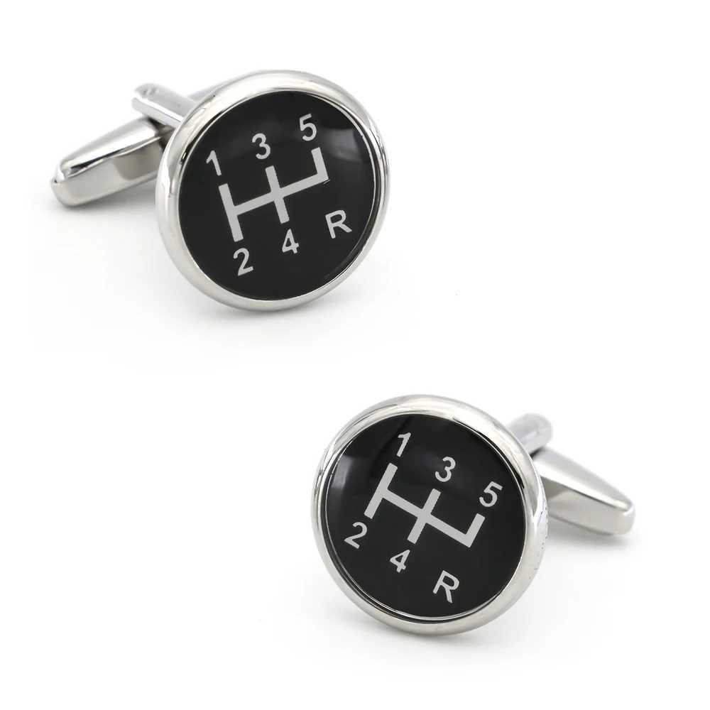 Mens gear cufflinks made of high-quality brass material with a novel white automotive design. Wholesale and retail of cufflinksT250412