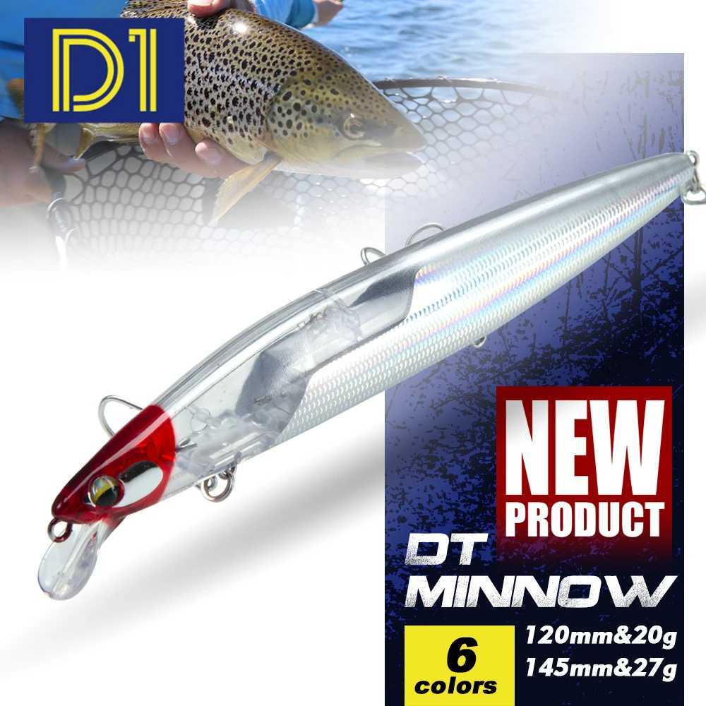D1 Floating Minnow Fishing Lure 120mm20g/145mm27g Flash Flake Wobbler Silent Assassin Hard Bait Z250411