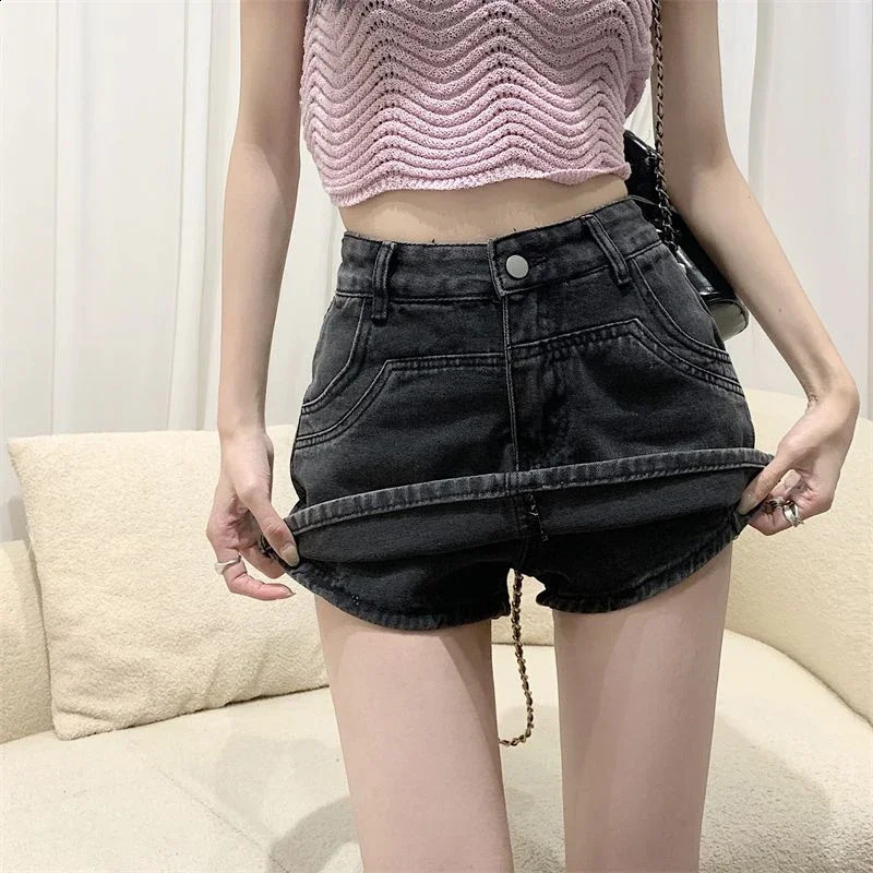 Ins Summer Women High Waist Vintage Shorts Skirts Lady Sexy Nightclub Denim Dress Female Punk Light Blue Black Grey Jeans Dress 250407