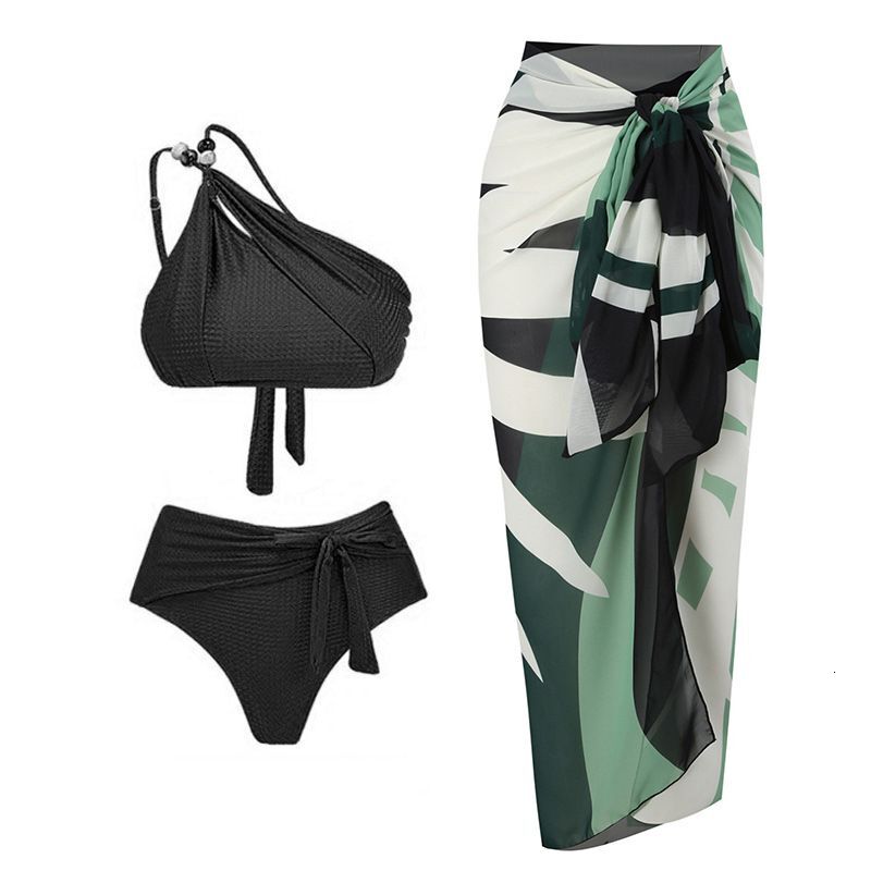 Women's Clothing Three Piece Female Bikini Split Chiffon Long Skirt Swimsuit Suit