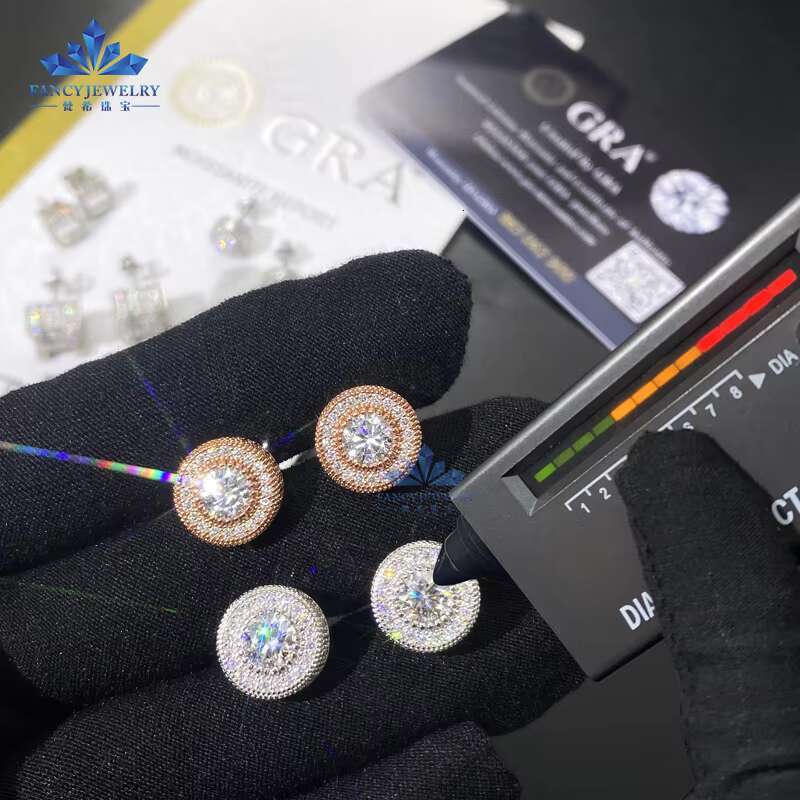 925 Sterling Silver Earrings Studs Lab Diamonds Round Mens Moissanite VVS1 Cluster Stud Fashion Jewelry Earrings Studs