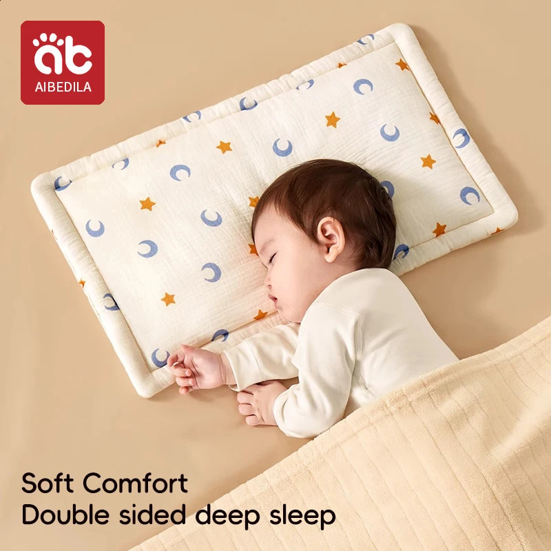 AIBEDILA born Pillow Pad Cotton Bean Velvet Cartoon Pattern Flat Pillow 0-1T Bebe Baby Anti Vomiting Pillow Pad 250411