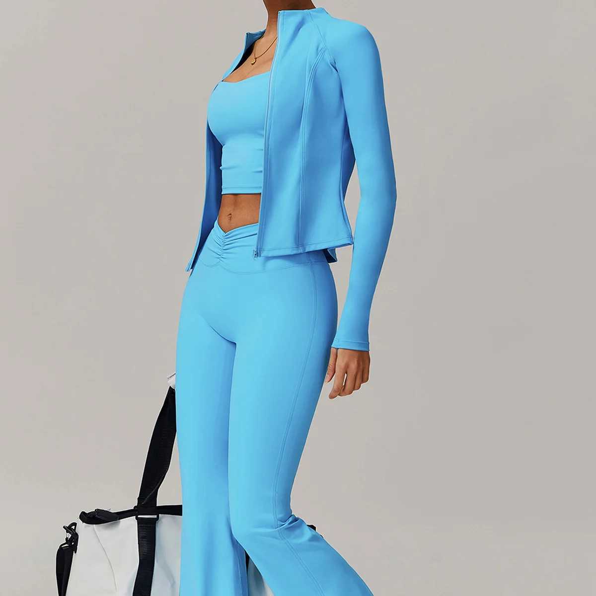 2Pcs Fitness Yoga Set Women Workout Athletic Clothing Long Sleeve Shirt Gym Vest High Waist Leggings Tights-Fitting Sportswear J251112