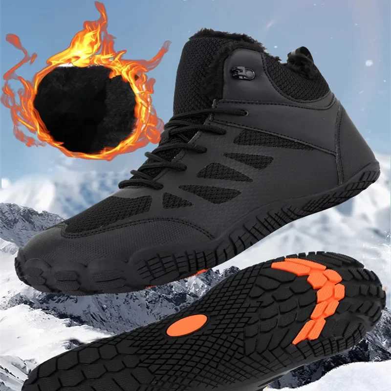 Mens Womens Snow Boots Barefoot Shoes Waterproof Wide Toe Box Shoes Warm Plush Snow Boots Non-slip Outdoor Mens Hiking Shoes L251112