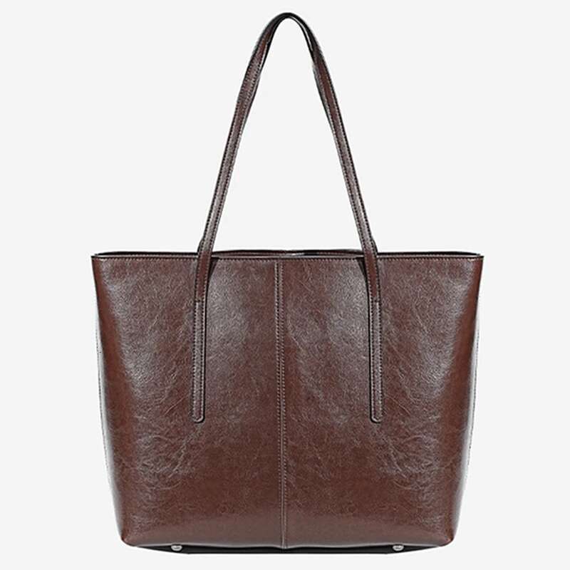 Burminsa Cowhide Genuine Leather Large Tote For Women 2025 Trend Designer A4 Commuter Shoulder Bags Shopper Ladies Handbags