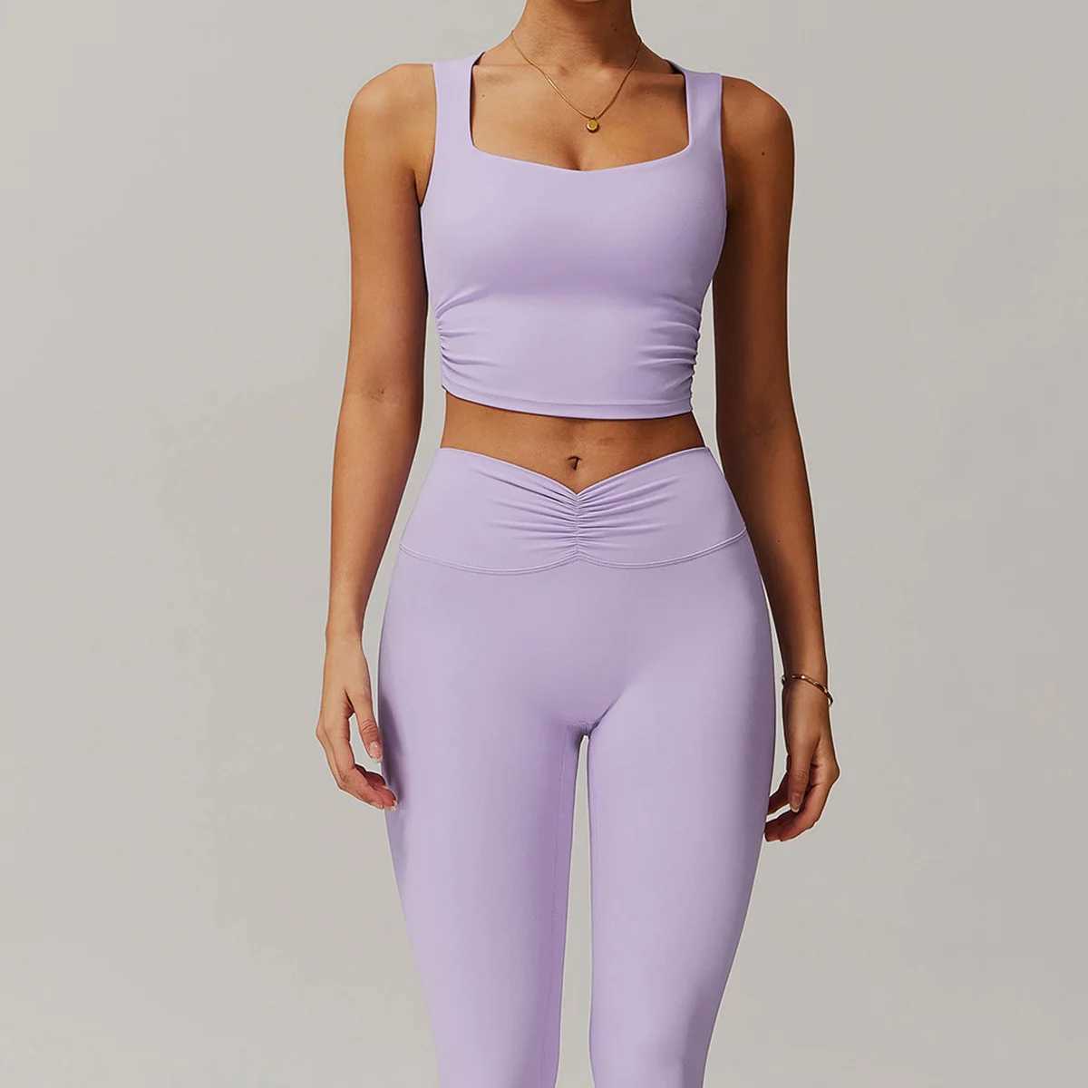 2Pcs Fitness Yoga Set Women Workout Athletic Clothing Long Sleeve Shirt Gym Vest High Waist Leggings Tights-Fitting Sportswear J251112