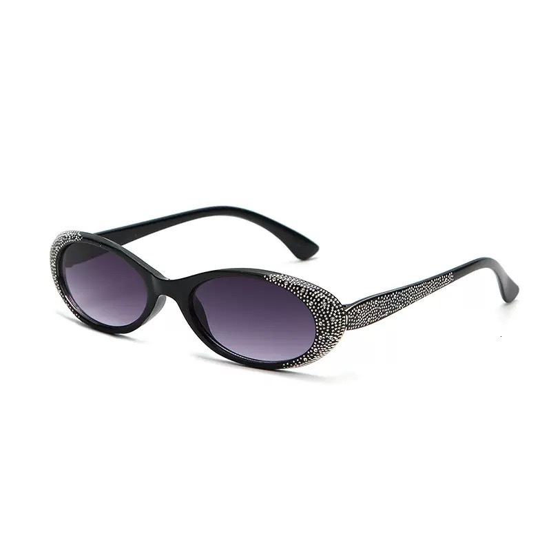 25 new oval frame sunglasses, sun shading, travel purple, fashionable diamond studded sunglasses