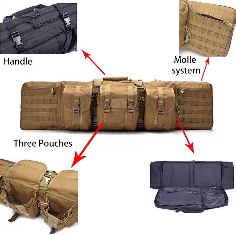 38 46 55 inch Double Rifle Case Bag Tactical Weapon Gun Case Rifle Pistol Bag Long Gun Bag for Hunting Range Sports Transport Z250411