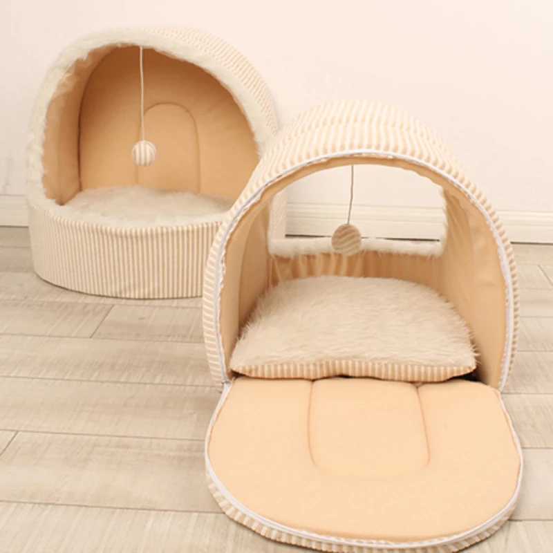 Warm dog bed tent autumn winter teddy pet small dog house cat bag soft bed mini dog mat X250412