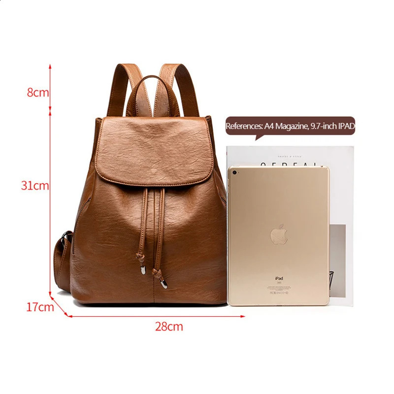 Women Anti-theft Backpack Classic Genuine Leather Solid Color Backpacks Female Fashion Shoulder Bag Travel Rucksack 250407