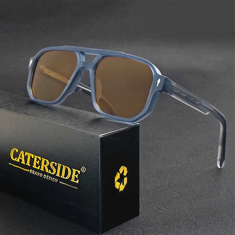 CATERSIDE Vintage Punk Sunglasses Men Flat Top Double Bridges High Quality Sun Glasses Women Travel Party Festival Eyeglasses Z250411