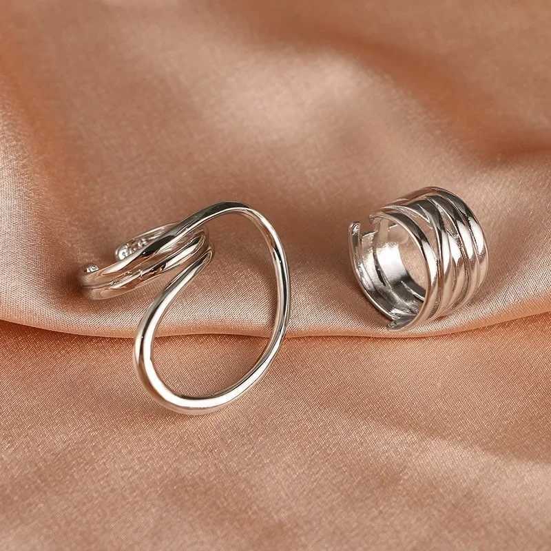 2 pieces/set of womens rings with exposed lines womens fashion simple twist geometry party statement designer jewelry giftsXJ250412