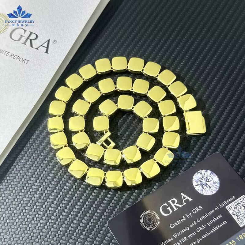 Best Quality Mens Tennis Necklace Hiphop Heavy Moissanites 14K Real Gold Diamond Test Optimal Moissante Tennis Chain